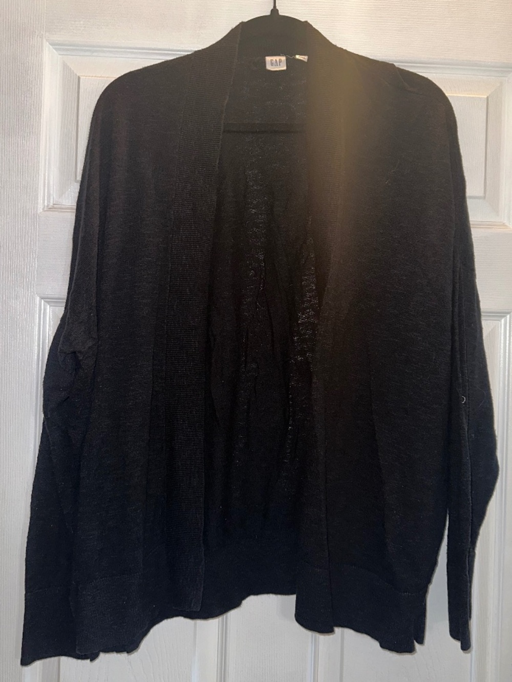 GAP Black Open-Front Cardigan XXL Lightweight Knit Draped Sweater